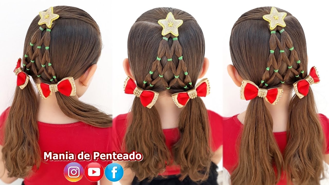Penteado Infantil Árvore de Natal com Ligas e Maria Chiquinha | Christmas  Tree Hairstyle for Girls - thptnganamst.edu.vn
