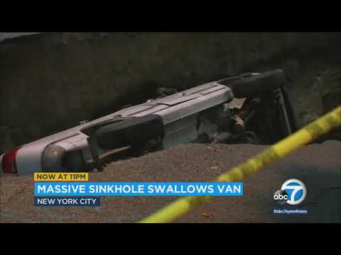 Giant sinkhole swallows van in New York City's Bronx borough l ABC7