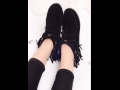 Fringed leather flat ankle boots.avi
