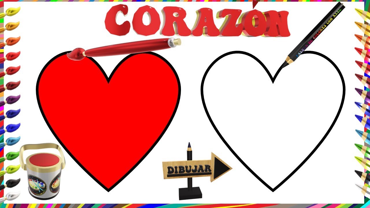 How to draw and paint a Heart - Como dibujar y pintar un Corazón - how ...