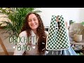 DIY checkered, crochet tote bag - tutorial