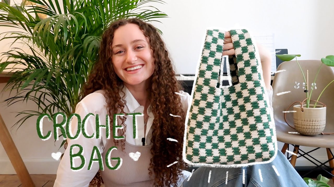 Easy Crochet Checkered Tote Bag Tutorial