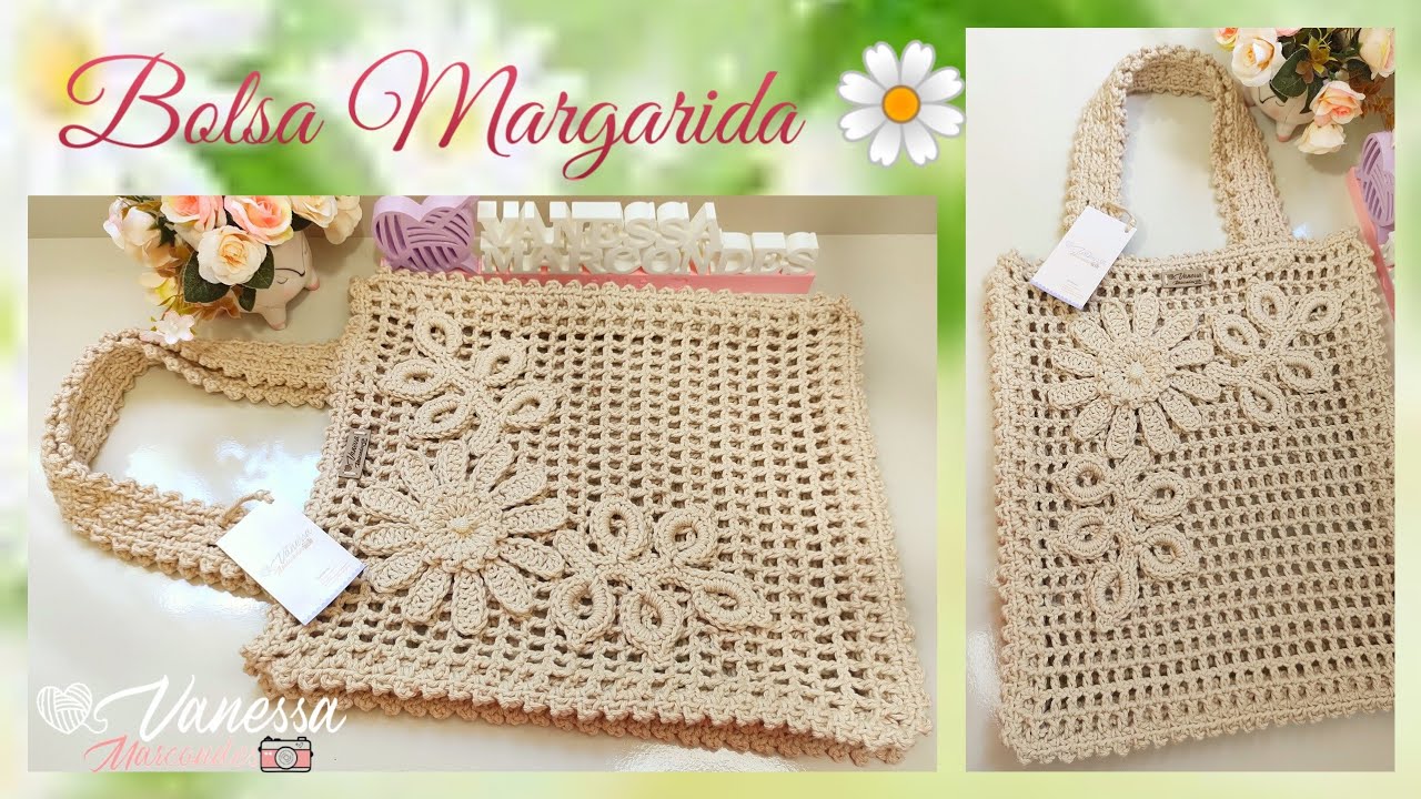 🌼 Bolsa Margarida em Crochê /Prada modificada. @Vanessa Marcondes. Vlogs de Crochê