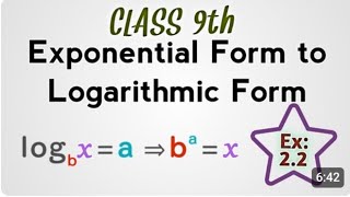 9th Class Math Exercise 2.2 || Writing in Logarithmic Form