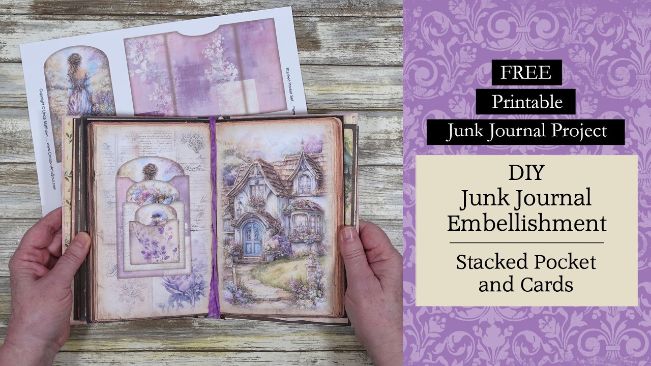 Free Printable Junk Journal Project: DIY Stacked Pockets and Cards Set | Free Printables