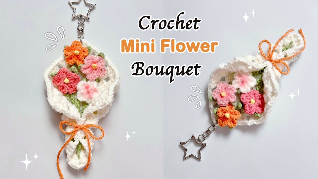 💐 Crochet Mini Flower Bouquet Keychain 💐 | Cute Crochet Gift Ideas | Crochet Tutorial