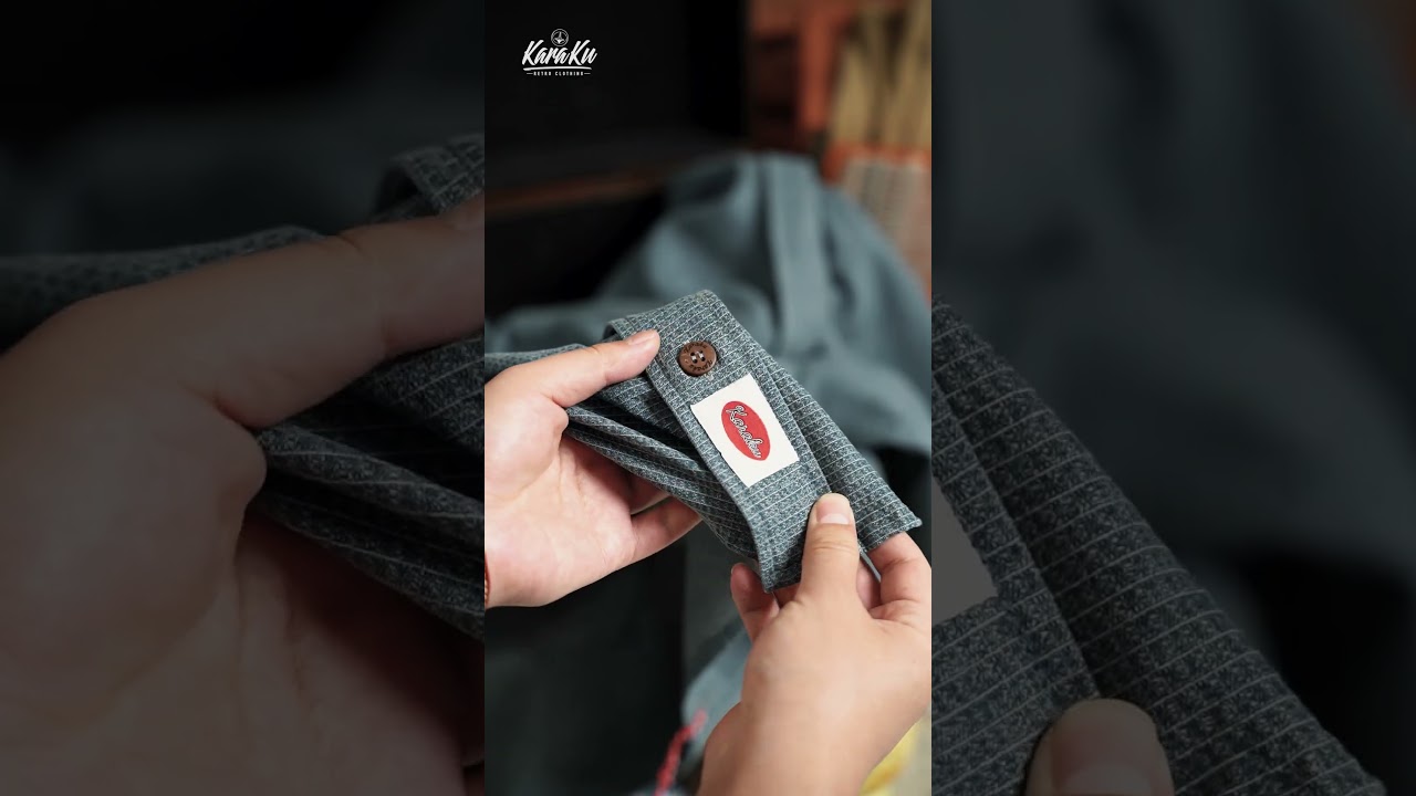 🎥【UNPACKING】赤ヒモ付き　ミニチェック柄ジャカード織りデニムシャツ