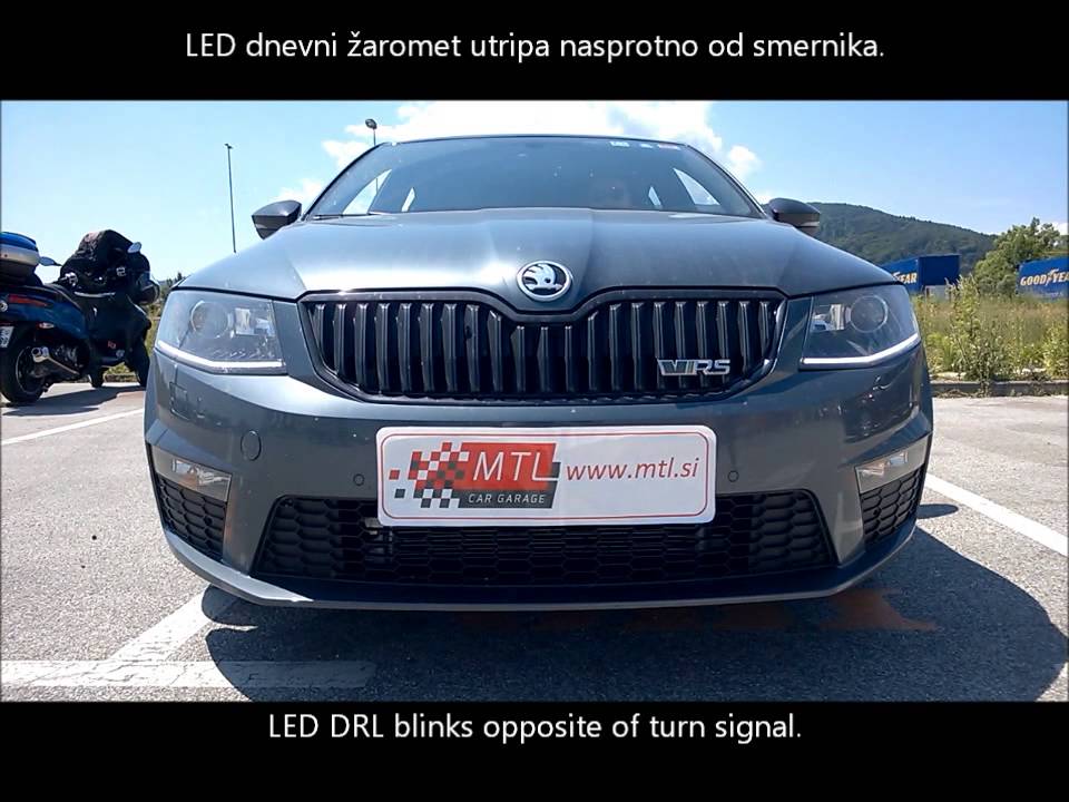 Skoda Octavia 3RS - LED DRL opposite blink with turn signal - nasproten ...