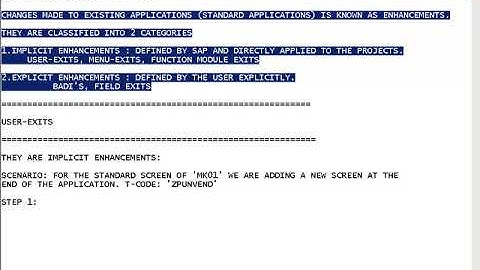 SAP ABAP Advance Topic -  Enhancements,  User Exits, Menu -Exits