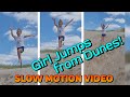 Girl jumping twice from Sand Dunes at the Beach, Ventspils, Latvia 🤗 // Slow Motion Video