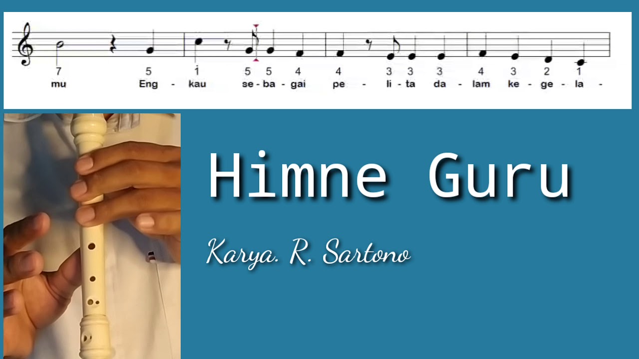 Himne Guru   , bermain rekorder/suling karya R. Sartono