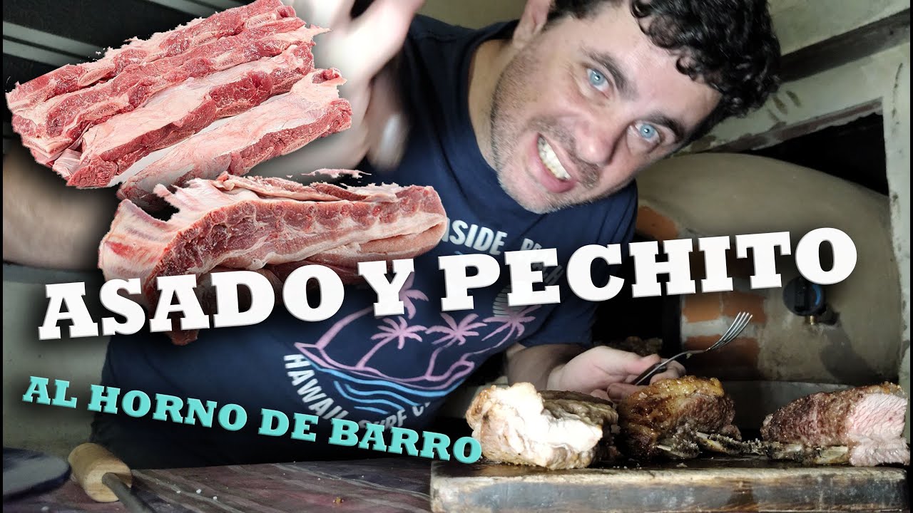 Asado y Pechito de Cerdo en el horno de Barro Cocinando Carne al horno de barro Tiempo Temperatura