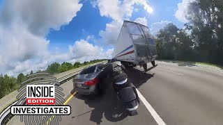 Motorcyclist Survives High-Speed Collision on Busy Highway