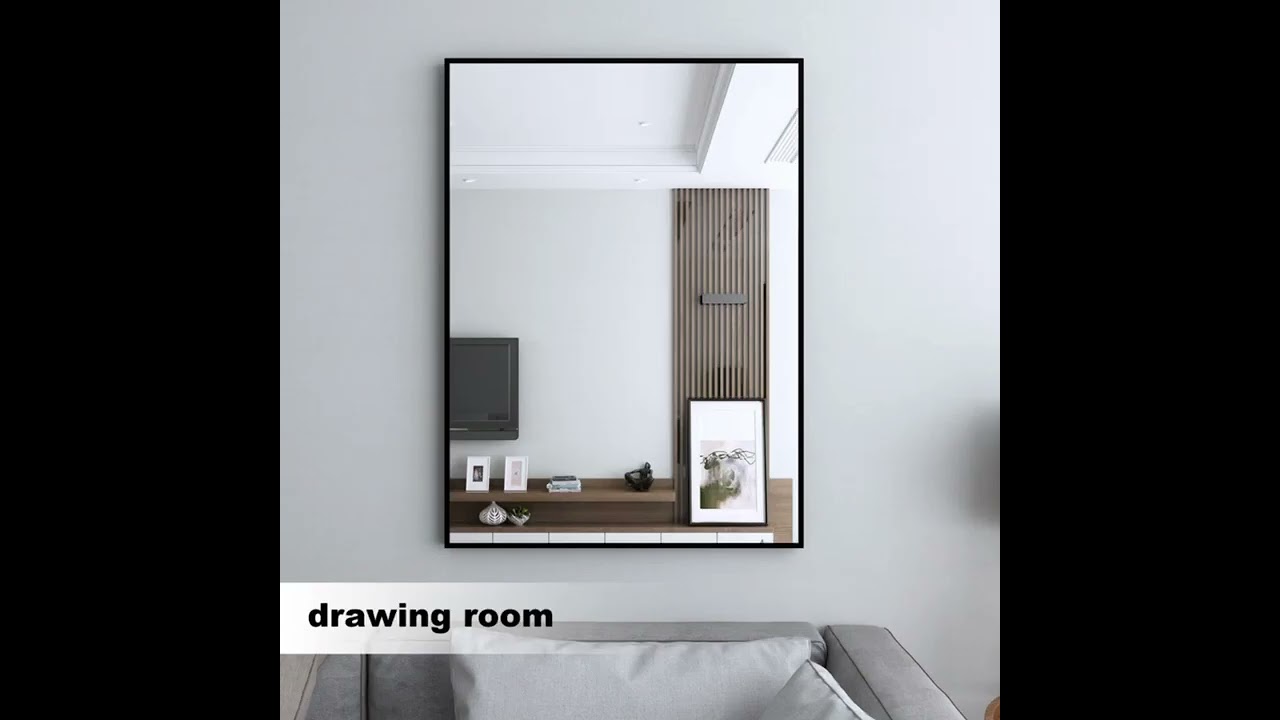 BUILDER LUX 22" x 30" Black Vanity Wall Mirror With Aluminum Frame,Bathroom Mirror