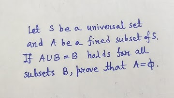 If AUB = B holds for all subsets B, then prove that A = phi Problem on Sets#12