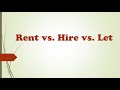    rent hire and let 