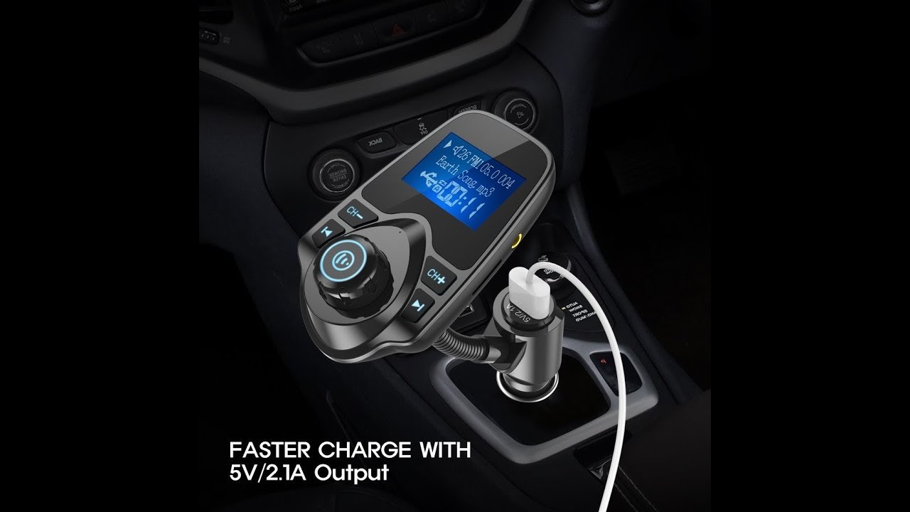 Wireless in-Car BT FM Transmitter Radio Adapter Car Kit W 1.44 Inch Display Supports TF//SD Card and USB Car Charger for All Smartphones Audio Players