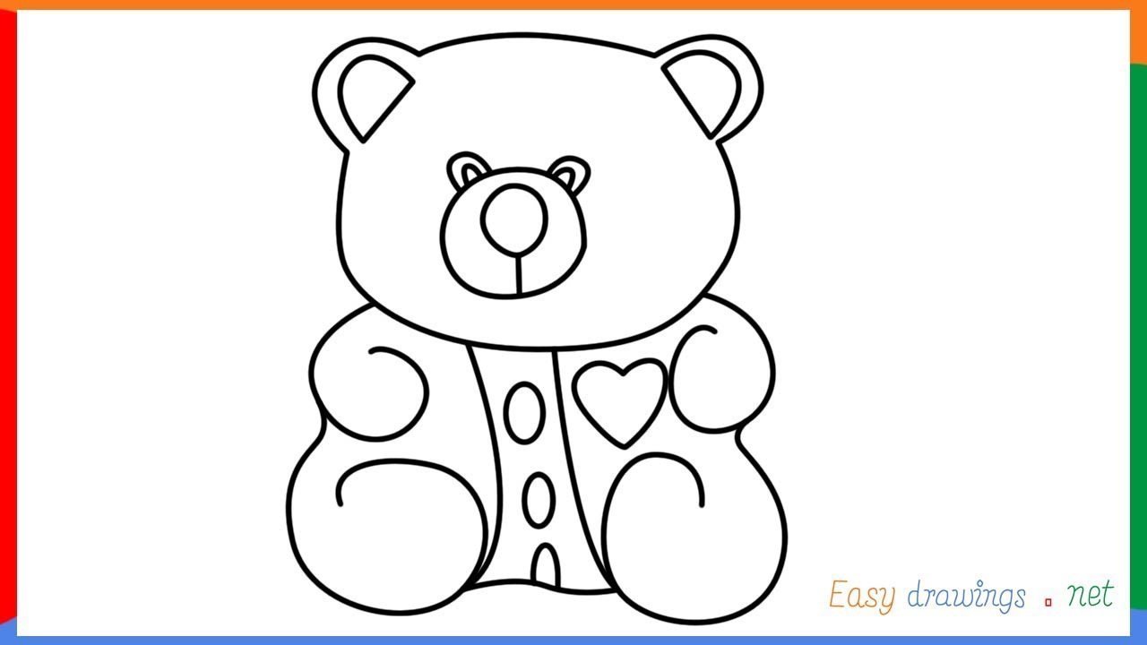 Teddy Bear Silhouette Clip Art At Getdrawings - Simple Teddy Bear Drawing -  Free Transparent PNG Download - PNGkey