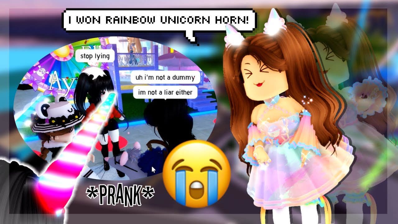 [Royale High Prank] Pretending That I Won the Rainbow Unicorn Horn!🦄