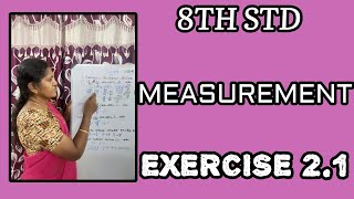 8th std | Measurement | Exercise 2.1 | Question no. 1 to 3 | Fill in the blanks, Match the following