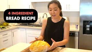 I Made My First Loaf of Bread, Easy Rustic Bread Recipe Only 4 Ingredients!