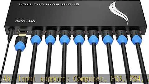 MT-VIKI 4K 1x8 HDMI Splitter 1 in 8 Out, 8 Port Powered HDMI Splitter Multi Monitor Outputs 3D 4Kx2