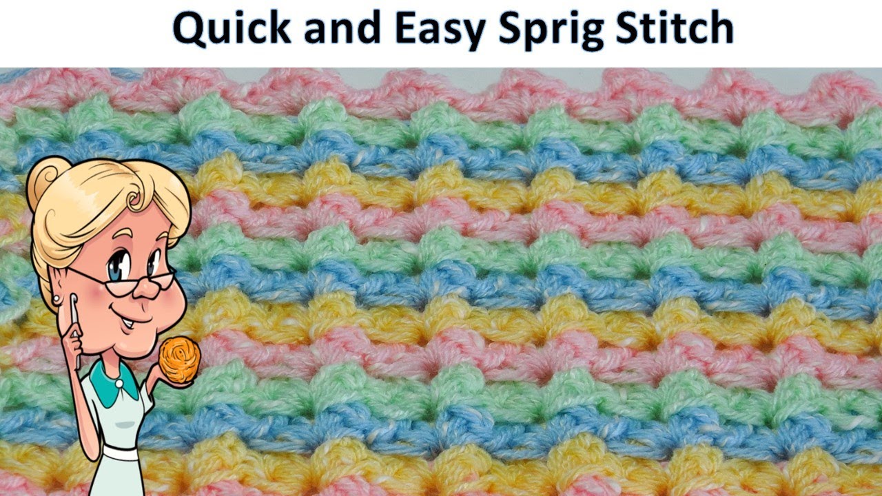 Quick and Easy SPRIG STITCH - Crochet Tutorial - One Row Repeat