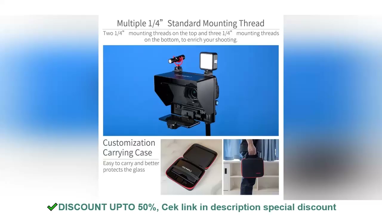 FEELWORLD Teleprompter TP10 for iPad Tablet DSLR Camera Amp Smartphone Shooting APP Compatible