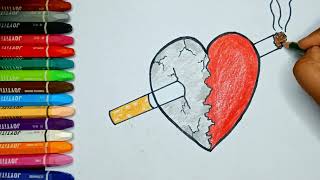 New Fresh Drawing Of Broken Heart With Cigrate By Pencil Sonia Art Studio