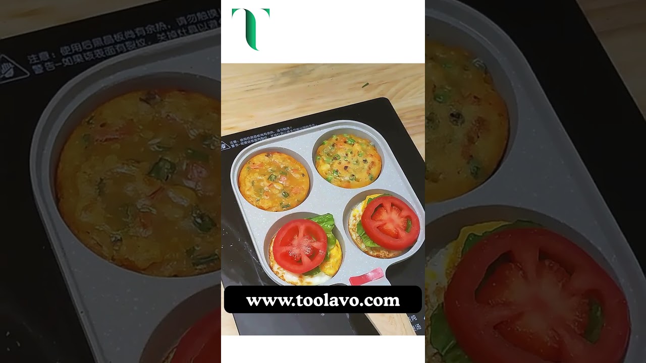 🍳 Toolavo 4-Hole Non-Stick Frying Pan | Pancake Pan • Egg Pan • Tamagoyaki • Induction Compatible ✨