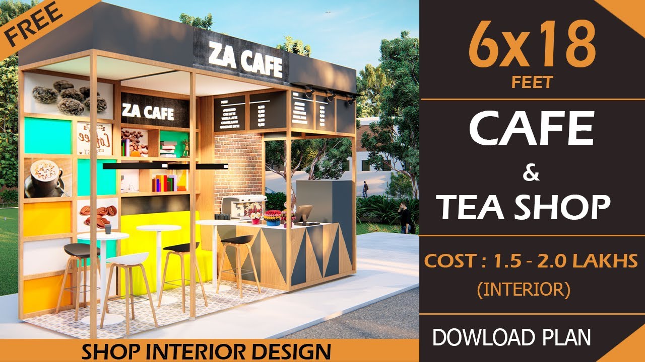 6x18 Tea Shop, Coffee Shop Interior Design Idea, Low Budget Open Cafe  design