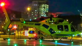 Bell 429 HB-ZOP helicopter night HEMS ops - Vall d'Hebron Hospital in Barcelona