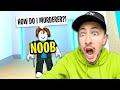 Teaching The BIGGEST NOOB How To Be The MURDERER In Murder Mystery 2 (Roblox)