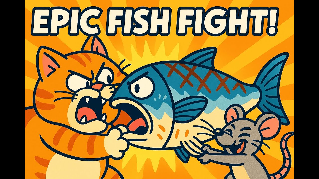 Episode 1 | GIANT FISH! 🐟 Greedy Cat vs Tiny Mouse - FUNNY CARTOON for Kids & Adults
