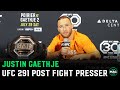 Justin Gaethje talks Dustin Poirier win; Responds to Conor McGregor | UFC 291 Post Fight Presser image