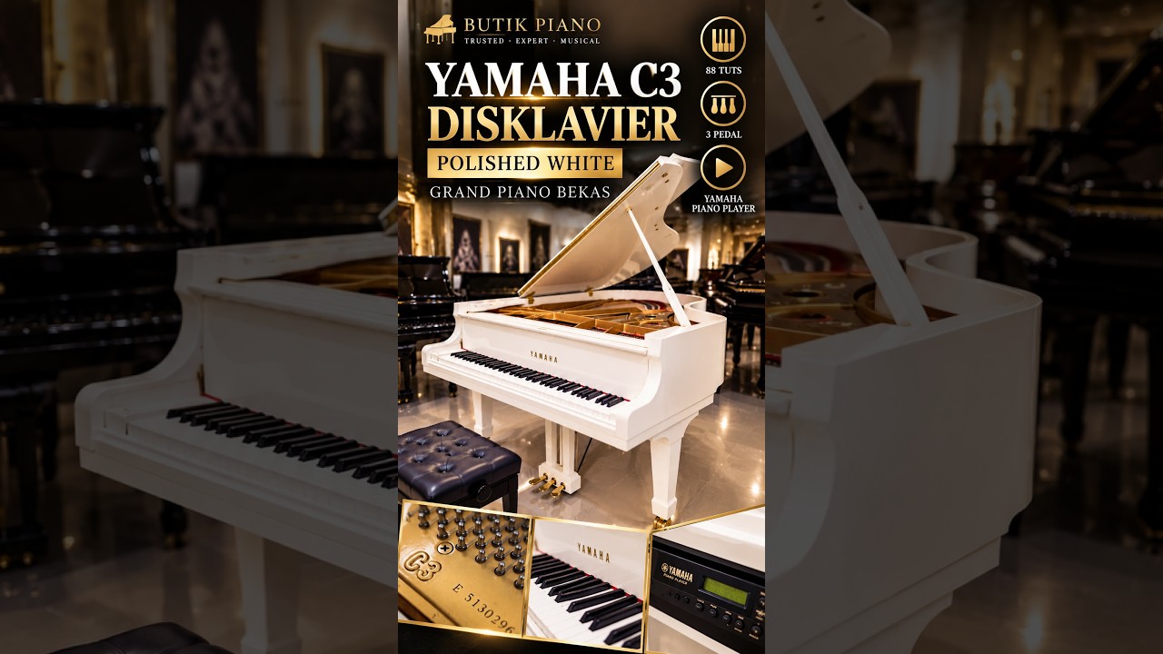 Yamaha C3 Disklavier Grand Piano Bekas Polished White - Butik Piano
