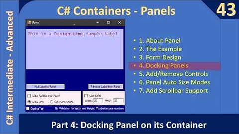 C# Panel Container | Part 4 Docking C# Panel | C# Advanced #43