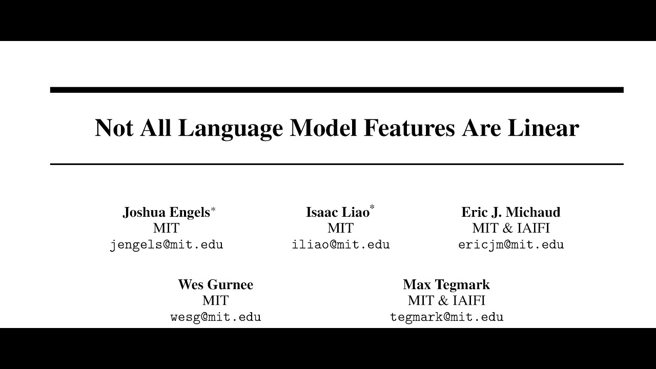 Not All Language Model Features Are Linear - YouTube