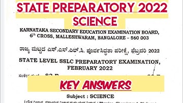 STATE PREPARATORY EXAM - 2022 - KEY ANSWERS #sslc2022 #sslc2022 #kseeb #sciencestatepreparatory
