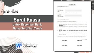 Surat Kuasa Untuk Keperluan Balik Nama Sertifikat Tanah