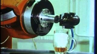 Robot arm pours beer.  Film 90896