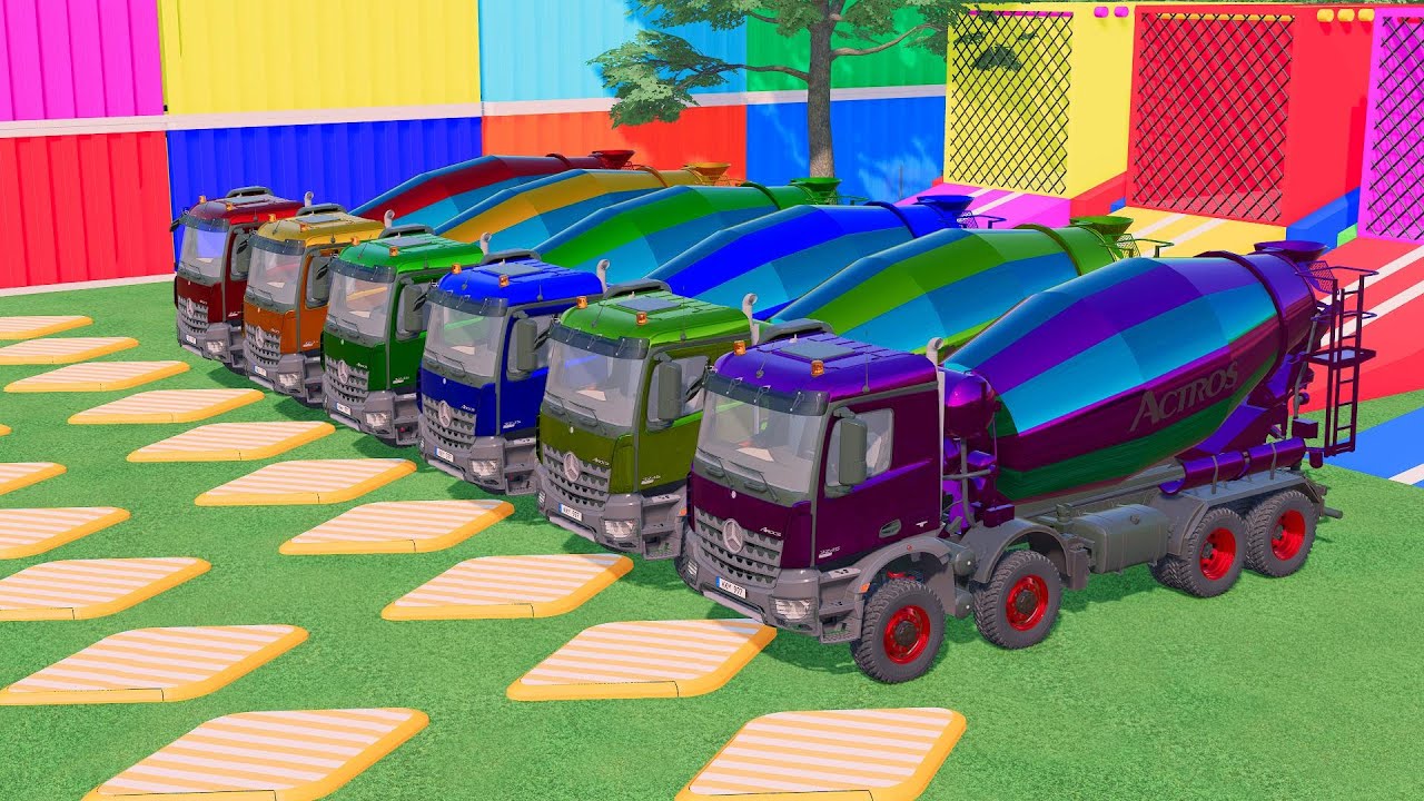 TRANPORTING ALL POLICE CAR AMBULANCE CAR MERCEDES BENZ AROCS MIXER TRUCK LONG TRACK FS22 