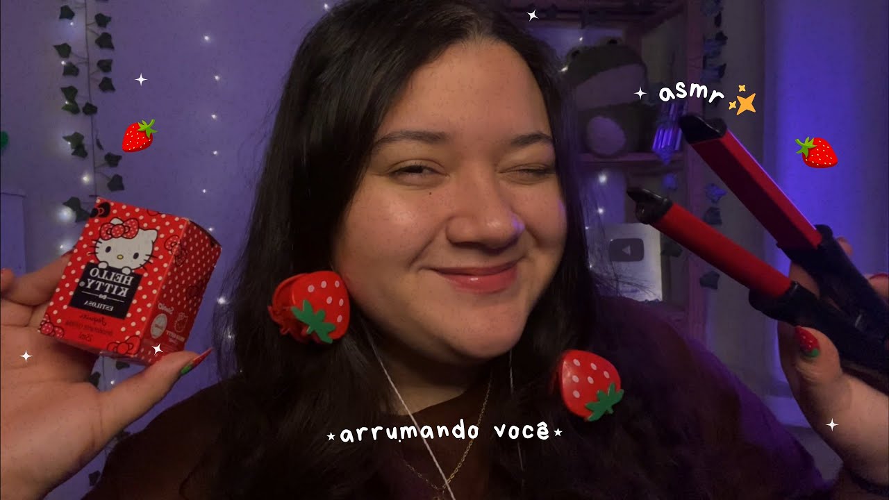 ASMR | arrumando VOCÊ pra dormir! ✨ (com tema de morango 🍓)