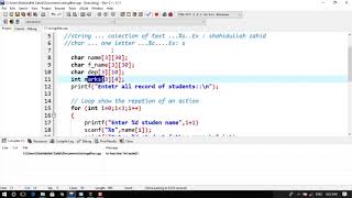 #16: Example in string and char and store record of student in C Language in Pashto -|- Guide