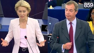 Farage and von der Leyen clash at nomination vote