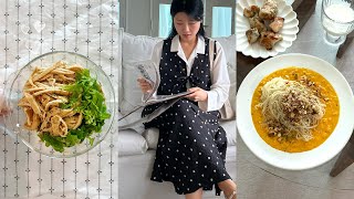 ENG) 클린식vlog, 기다려온 빵 폭식날😋 핵존맛 닭가슴살! 5분 유부덮밥• 단호박 크림파스타• 쪽파강회❣️