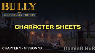 Bully Anniversary Edition Mission #13 Character Sheets