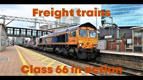 Freight trains in UK-Class 66 in action