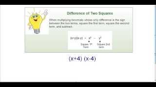 Multiplying Binomials - The Difference of Two Squares