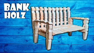 Bank aus Holz Wäscheklammern selber bauen - wooden bench with clothespin craft DIY [4K]